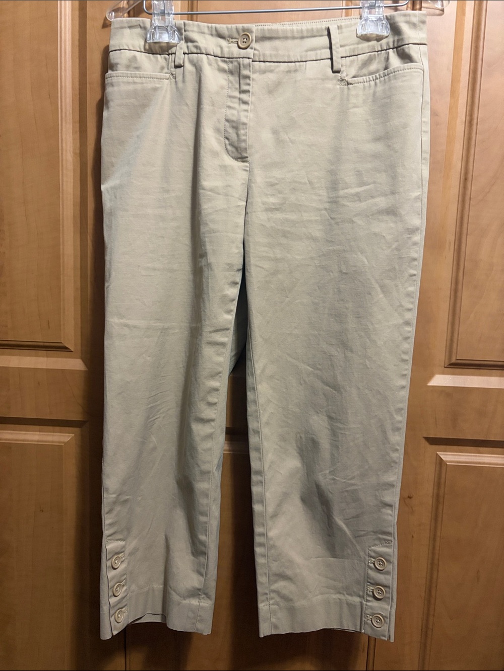 Talbots Light Khaki Cropped Button-Hem Jeans